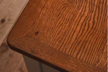 ペイント家具　ナラ材　作業台付きサイドテーブル(花台、電話台)