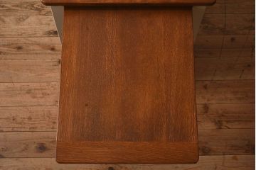 ペイント家具　ナラ材　作業台付きサイドテーブル(花台、電話台)