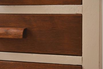 ペイント家具　ナラ材　作業台付きサイドテーブル(花台、電話台)