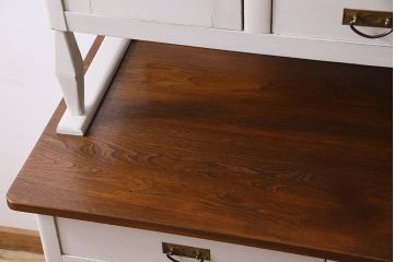アンティーク家具　フランスアンティーク　色ガラス入り　大振りなカップボード(キャビネット、食器棚、収納棚、戸棚)