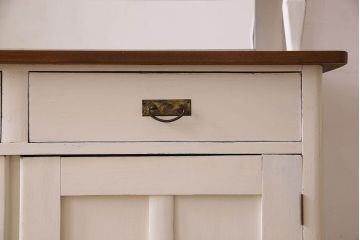 アンティーク家具　フランスアンティーク　色ガラス入り　大振りなカップボード(キャビネット、食器棚、収納棚、戸棚)