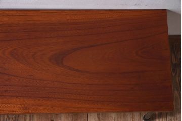 レトロ家具　昭和レトロ　漆塗り　ケヤキ材一枚板の鉄脚ベンチ(花台、アイアンベンチ)