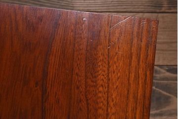 レトロ家具　昭和レトロ　漆塗り　ケヤキ材一枚板の鉄脚ベンチ(花台、アイアンベンチ)