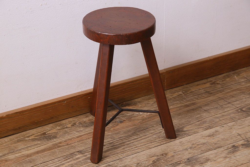 木製 三本脚 スツール ラウンド Japan vintage 昭和レトロ 古道具 日本