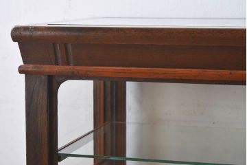 アンティーク家具　大正ロマン 引き出し付き!小振りな三面ガラスケース(ショーケース、収納棚、陳列棚)