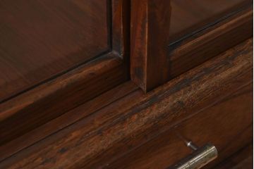 アンティーク家具　大正ロマン 引き出し付き!小振りな三面ガラスケース(ショーケース、収納棚、陳列棚)