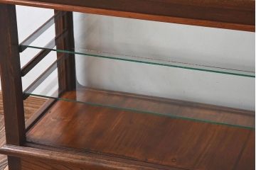 アンティーク家具　大正ロマン 引き出し付き!小振りな三面ガラスケース(ショーケース、収納棚、陳列棚)
