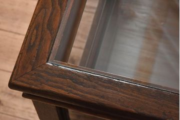 アンティーク家具　大正ロマン 引き出し付き!小振りな三面ガラスケース(ショーケース、収納棚、陳列棚)