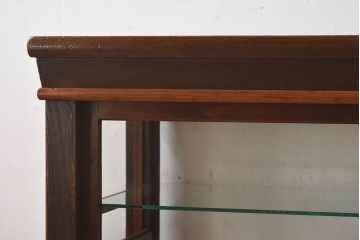 アンティーク家具　大正ロマン 引き出し付き!小振りな三面ガラスケース(ショーケース、収納棚、陳列棚)