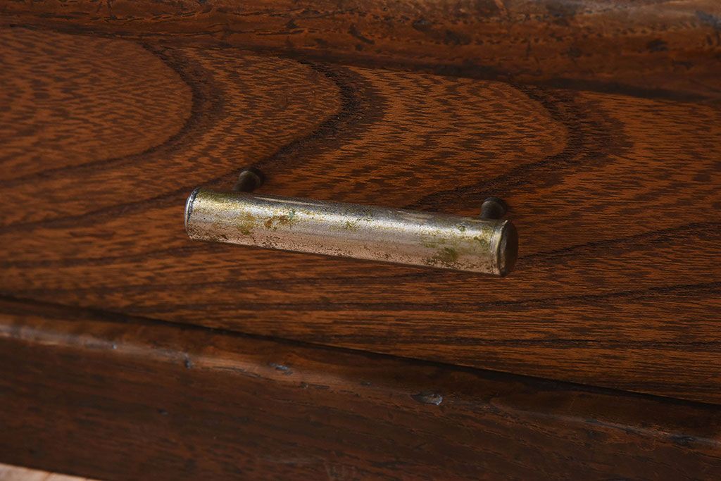 アンティーク家具　大正ロマン 引き出し付き!小振りな三面ガラスケース(ショーケース、収納棚、陳列棚)