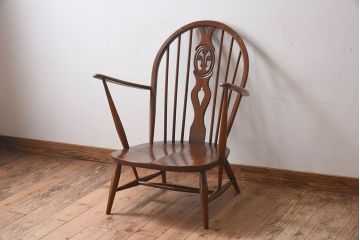 ヴィンテージ家具　イギリスビンテージ　ERCOL社(アーコール)シスルバックチェア(アームチェア、ラウンジチェア、サロンチェア、椅子)