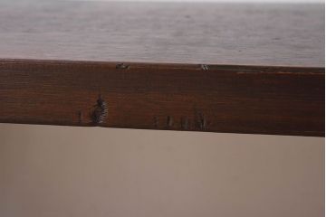 アンティーク雑貨　昭和レトロ　使い込まれた木の質感が味わい深い鉄脚ベンチ(アイアンベンチ、ローテーブル、作業台、花台)