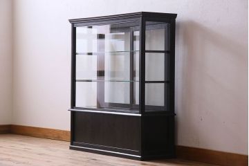 アンティーク家具　和製アンティーク　古いたばこ屋で使われていた薄型ショーケース(ガラスケース、収納棚、陳列棚)