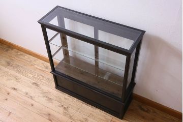 アンティーク家具　和製アンティーク　古いたばこ屋で使われていた薄型ショーケース(ガラスケース、収納棚、陳列棚)