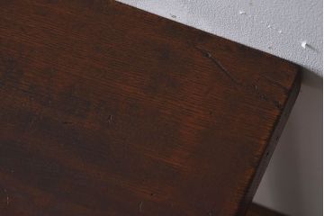 アンティーク家具　和製アンティーク　栗材一枚板　古材の質感が味わい深い鉄脚ベンチ(長椅子、アイアンベンチ、ローテーブル、作業台、飾り台)