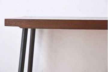 アンティーク家具　和製アンティーク　栗材一枚板　古材の質感が味わい深い鉄脚ベンチ(長椅子、アイアンベンチ、ローテーブル、作業台、飾り台)