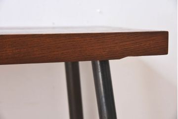 アンティーク家具　和製アンティーク　栗材一枚板　古材の質感が味わい深い鉄脚ベンチ(長椅子、アイアンベンチ、ローテーブル、作業台、飾り台)