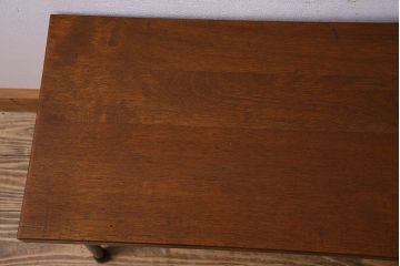 レトロ家具　昭和レトロ　古いラワン材の質感が味わい深い鉄脚ベンチ(アイアンベンチ、ローテーブル、作業台、花台)