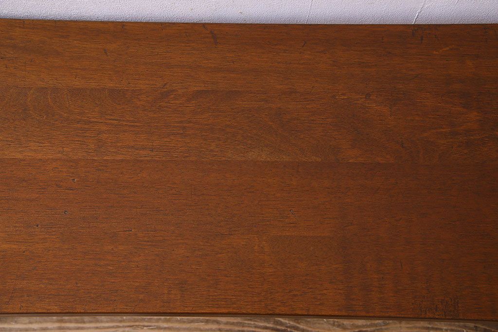 レトロ家具　昭和レトロ　古いラワン材の質感が味わい深い鉄脚ベンチ(アイアンベンチ、ローテーブル、作業台、花台)