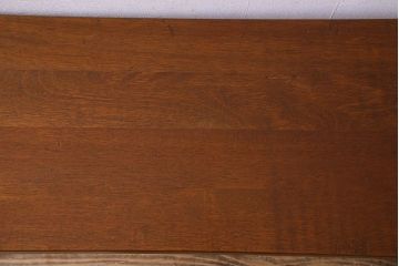 レトロ家具　昭和レトロ　古いラワン材の質感が味わい深い鉄脚ベンチ(アイアンベンチ、ローテーブル、作業台、花台)