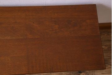 レトロ家具　昭和レトロ　古いラワン材の質感が味わい深い鉄脚ベンチ(アイアンベンチ、ローテーブル、作業台、花台)