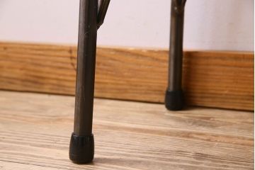 レトロ家具　昭和レトロ　古いラワン材の質感が味わい深い鉄脚ベンチ(アイアンベンチ、ローテーブル、作業台、花台)