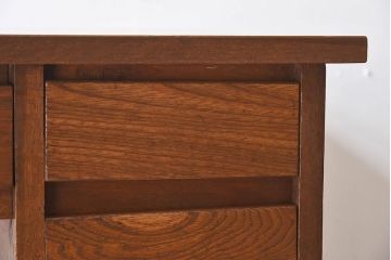 レトロ家具　昭和レトロ　古い木製のシンプルな片袖机(ワークデスク、在宅ワーク、在宅用、学習机)