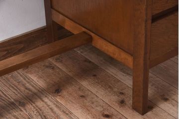 レトロ家具　昭和レトロ　古い木製のシンプルな片袖机(ワークデスク、在宅ワーク、在宅用、学習机)