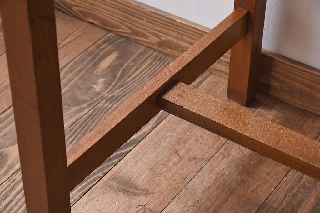 レトロ家具　昭和レトロ　古い木製のシンプルな片袖机(ワークデスク、在宅ワーク、在宅用、学習机)