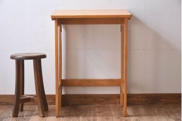 ヴィンテージ家具　イギリスビンテージ　ビーチ材　温か味のある色味が素敵な折り畳みデスク(机、在宅ワーク、在宅用作業台)(1)