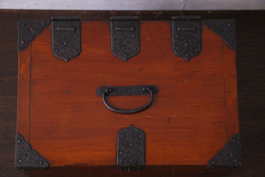 アンティーク雑貨　古民具・骨董　春慶塗り　和の趣溢れる硯箱(小引き出し、小箱、小物入れ)