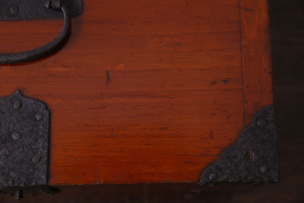 アンティーク雑貨　古民具・骨董　春慶塗り　和の趣溢れる硯箱(小引き出し、小箱、小物入れ)