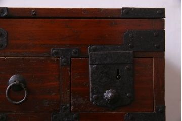 アンティーク雑貨　古民具・骨董　春慶塗り　和の趣溢れる硯箱(小引き出し、小箱、小物入れ)