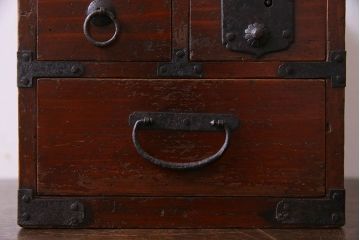 アンティーク雑貨　古民具・骨董　春慶塗り　和の趣溢れる硯箱(小引き出し、小箱、小物入れ)