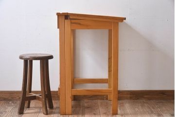 ヴィンテージ家具　イギリスビンテージ　ビーチ材　温か味のある色味が素敵な折り畳みデスク(机、在宅ワーク、在宅用作業台)(3)