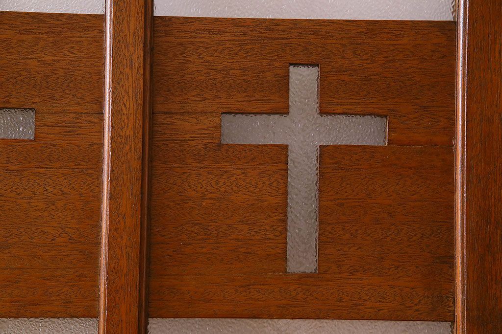 昭和レトロ　特大　教会で使われていたガラス引き戸(ガラス戸)2枚セット(2)