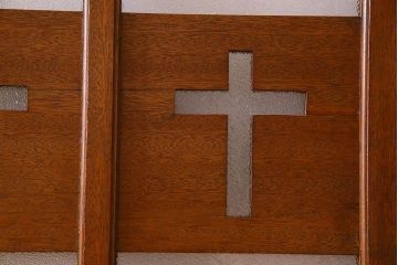 昭和レトロ　特大　教会で使われていたガラス引き戸(ガラス戸)2枚セット(2)