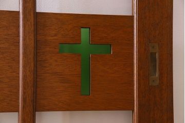 【H様ご成約済み・ご決済用】昭和レトロ　特大　色ガラス入り!教会で使われていたガラス引き戸(ガラス戸)2枚セット