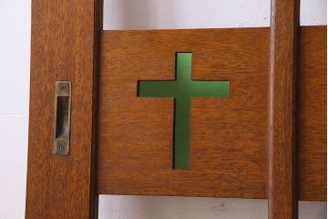 【H様ご成約済み・ご決済用】昭和レトロ　特大　色ガラス入り!教会で使われていたガラス引き戸(ガラス戸)2枚セット