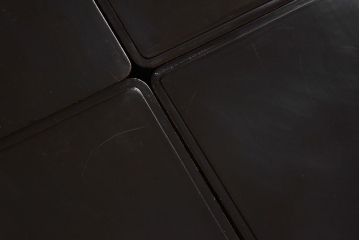 古民具・骨董　木製　梨地に扇蒔絵の四段重箱(外箱付き)