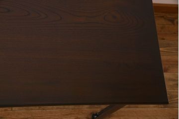 アンティーク家具　和製アンティーク　ケヤキ材　天板一枚板の鉄脚テーブル(ダイニングテーブル、作業台、アイアンテーブル)