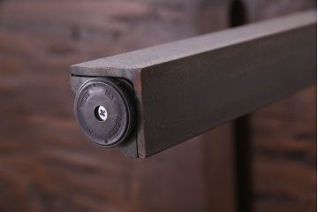 アンティーク家具　和製アンティーク　ケヤキ材　天板一枚板の鉄脚テーブル(ダイニングテーブル、作業台、アイアンテーブル)