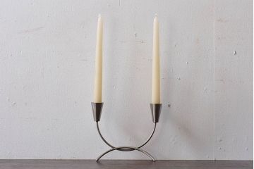 アンティーク雑貨　ビンテージ　デンマーク製　ろうそく2本付き!キャンドルホルダー(キャンドルホルダー、ろうそく入れ)