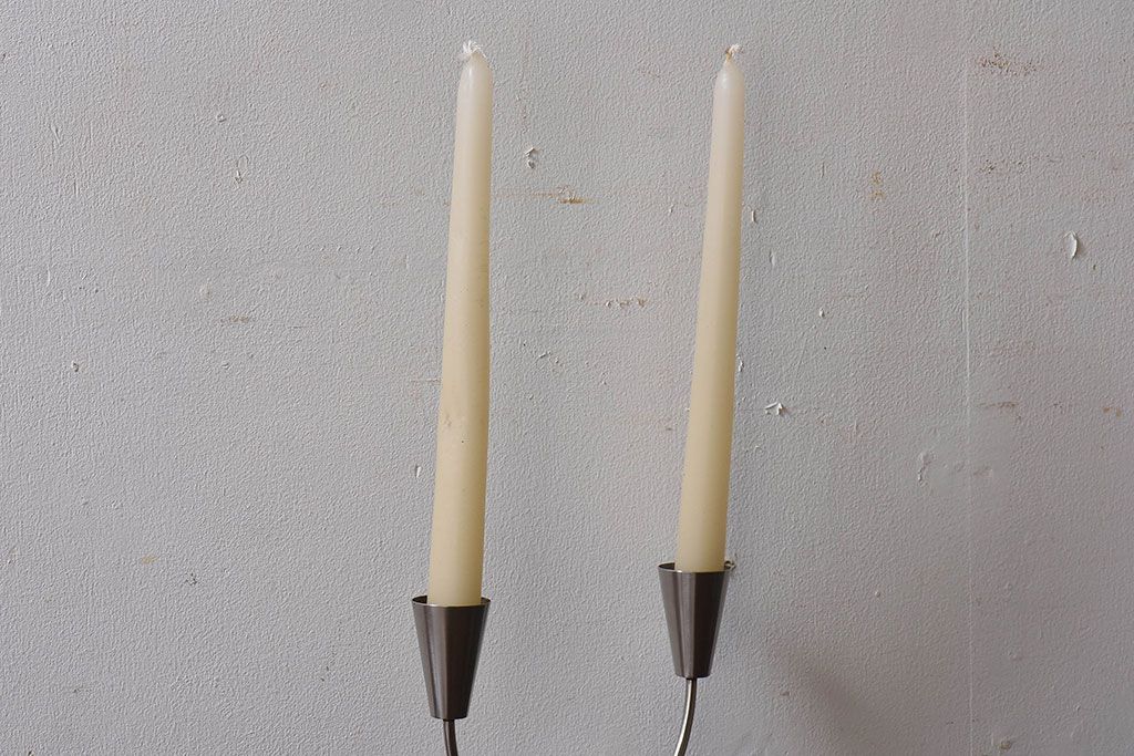 アンティーク雑貨　ビンテージ　デンマーク製　ろうそく2本付き!キャンドルホルダー(キャンドルホルダー、ろうそく入れ)