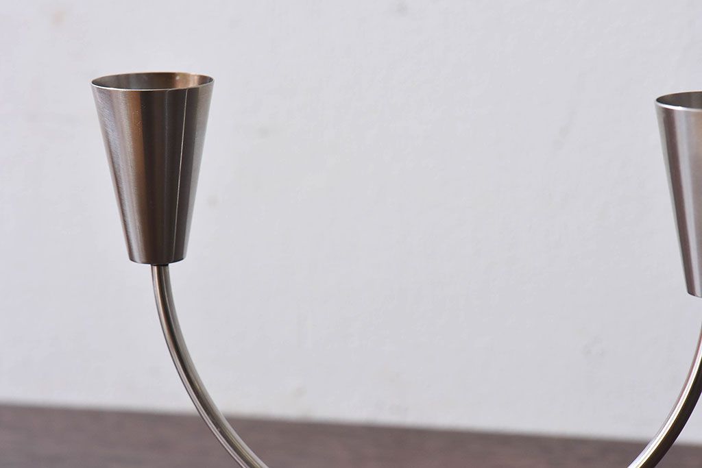 アンティーク雑貨　ビンテージ　デンマーク製　ろうそく2本付き!キャンドルホルダー(キャンドルホルダー、ろうそく入れ)