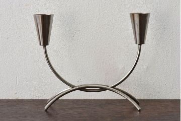 アンティーク雑貨　ビンテージ　デンマーク製　ろうそく2本付き!キャンドルホルダー(キャンドルホルダー、ろうそく入れ)