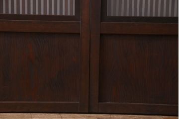 古民具・骨董　裏ガラス入り　古い木のアンティーク格子戸2枚セット