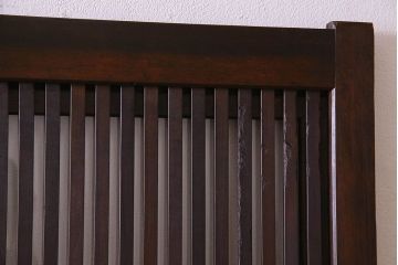 古民具・骨董　裏ガラス入り　古い木のアンティーク格子戸2枚セット