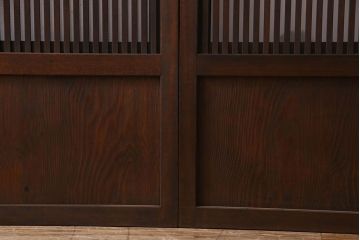 古民具・骨董　裏ガラス入り　古い木のアンティーク格子戸2枚セット