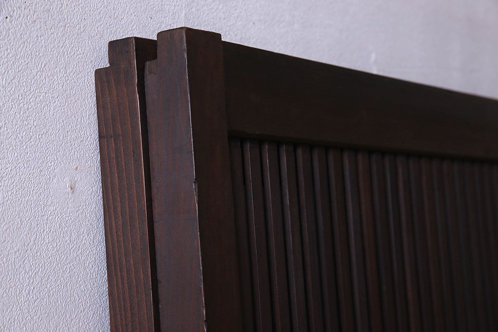 古民具・骨董　裏ガラス入り　古い木のアンティーク格子戸2枚セット